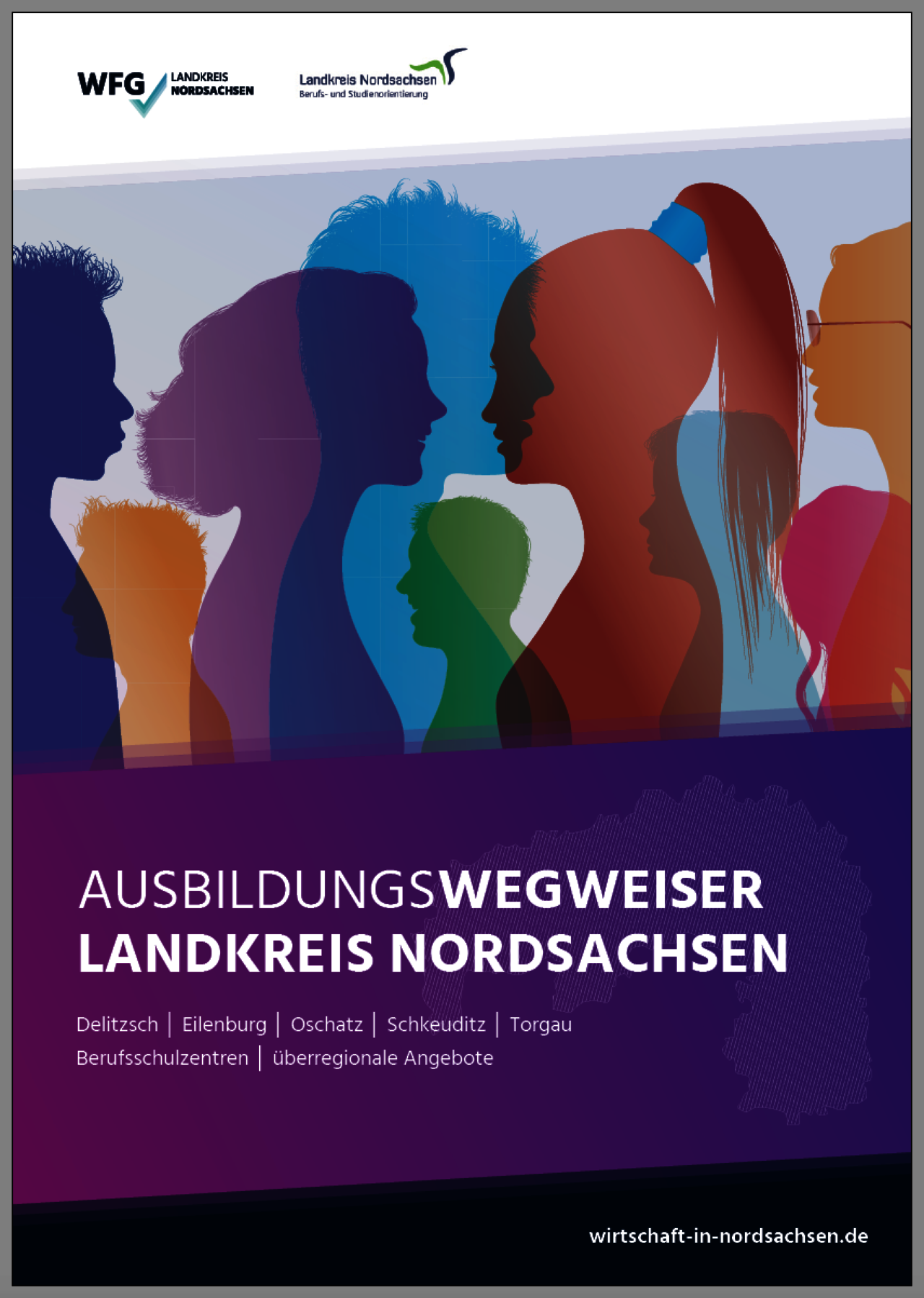 Ausbildungswegweiser_Titel Deckblatt für Ausbildungswegweiser, bunte Köpfe