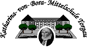 Zeichnung der Schule und Porträt von Kartharina von Bora
